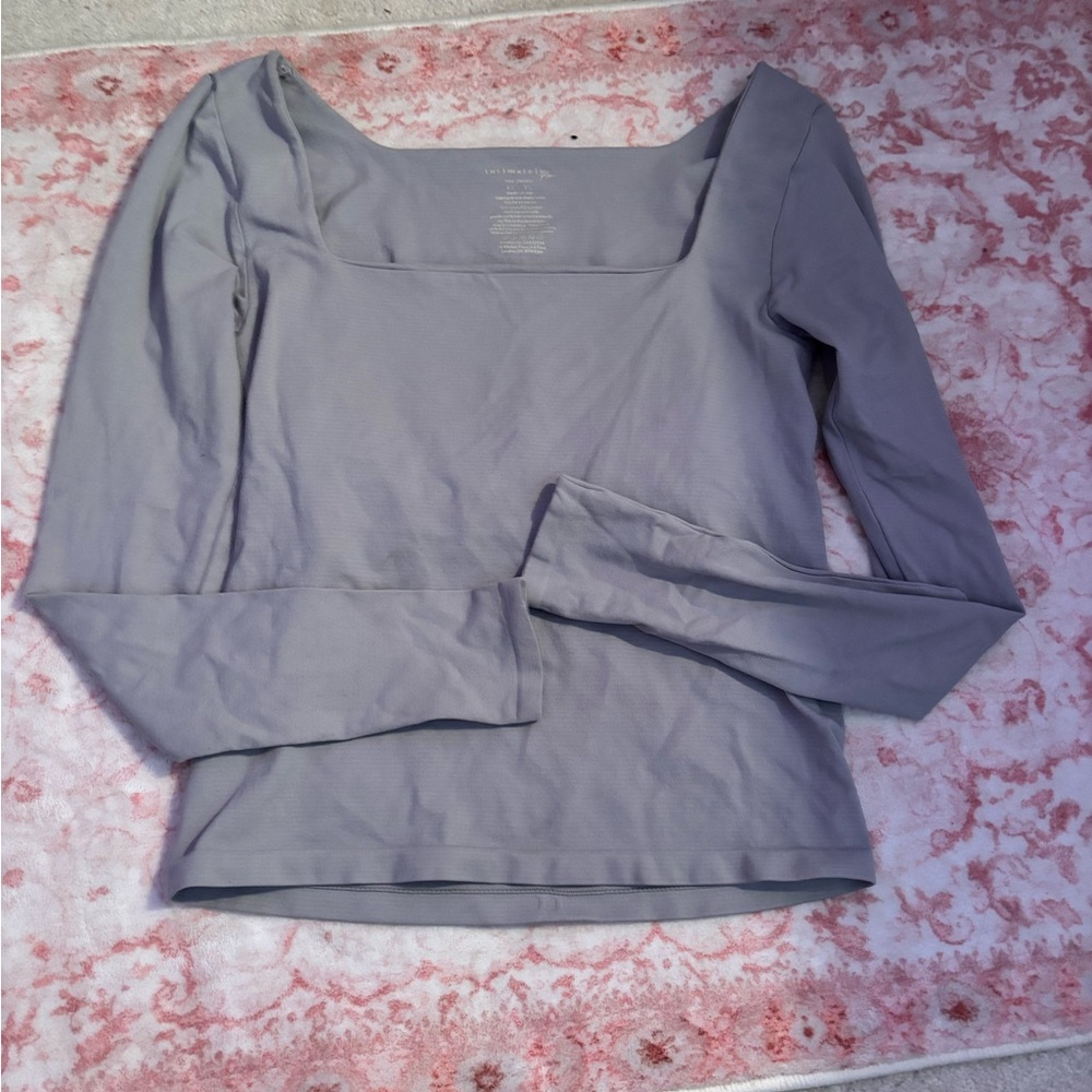 Free People Gray Long Sleeve Blouse